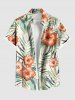 Tenue de plage hawaïenne assortie grande taille à imprimé feuilles tropicales et fleurs d'hibiscus pour couples - Orange 