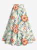 Tenue de plage hawaïenne assortie grande taille à imprimé feuilles tropicales et fleurs d'hibiscus pour couples - Orange 