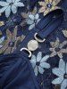Plus Size Two Tone Flower Lace Crossover A Line Dress -  