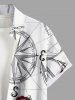 Chemise hawaïenne grande taille à imprimé poulpe, étoile de mer, phare, vagues, navire, gouvernail, croisière, boutons, poche, pour homme - Blanc S