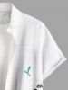 Chemise hawaïenne grande taille à imprimé cocotier, oiseaux et gouttes de pluie, boutons et poches pour homme - Blanc L