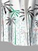 Chemise hawaïenne grande taille à imprimé cocotier, oiseaux et gouttes de pluie, boutons et poches pour homme - Blanc L