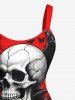 Plus Size Halloween Skulls Wings Rose Flowers Butterfly Print Tank Dress -  