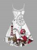 Plus Size Octopus Starfish Lighthouse Sea Waves Ship Rudder Cruise Print Hawaii Tank Dress -  