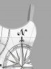 Plus Size Octopus Starfish Lighthouse Sea Waves Ship Rudder Cruise Print Hawaii Tank Dress -  