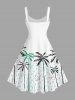 Plus Size Coconut Tree Bird Rain Drop Print Hawaii Tank Dress -  