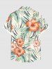 Chemise hawaïenne grande taille à imprimé feuilles tropicales et fleurs d'hibiscus, avec poches et boutons, pour homme - Vert S