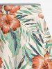 Plus Size Hibiscus Flowers Tropical Leaf Print Split Hawaii Skirt -  