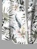 Plus Size Flowers Tropical Leaf Print Buttons Pocket Hawaii Shirt For Men -  