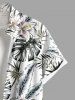 Plus Size Flowers Tropical Leaf Print Buttons Pocket Hawaii Shirt For Men -  