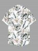 Chemise hawaïenne grande taille à imprimé floral et feuilles tropicales pour homme - Blanc 4XL