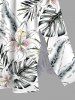 Plus Size Flowers Tropical Leaf Print Split Hawaii Midi Dress -  
