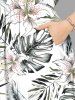 Plus Size Flowers Tropical Leaf Print Split Hawaii Midi Dress -  