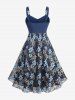 Plus Size Two Tone Flower Lace Crossover A Line Dress -  