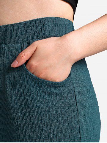 Hot Stamping Flower Lace Twist 2 In 1 Top and Lace-up Capri Pants Plus Size Outfit