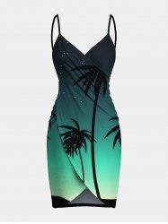 Plus Size Coconut Tree Dip Dye Ombre Galaxy Print Hawaii Convertible Beach Cover Up -  