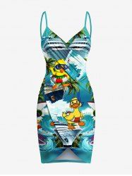 Plus Size Ducks Ship Coconut Tree Sea Waves Print Convertible Hawaii Beach Cover -  