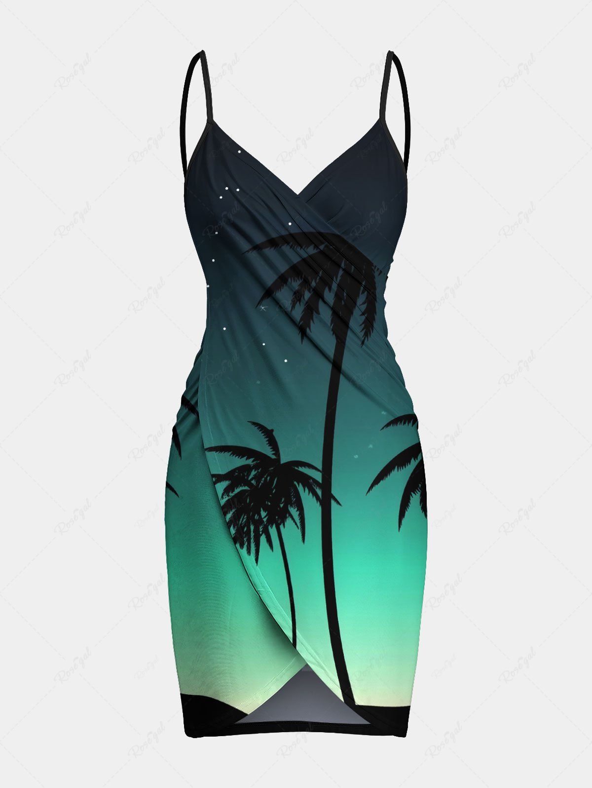 Shops Plus Size Coconut Tree Dip Dye Ombre Galaxy Print Hawaii Convertible Beach Cover Up  