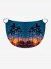 Tenue de plage hawaïenne assortie grande taille à imprimé cocotier et coucher de soleil pour couples - Bleu Marine 
