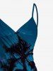 Tenue de plage hawaïenne assortie grande taille à imprimé cocotier et coucher de soleil pour couples - Bleu Marine 