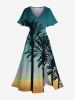 Coconut Tree Ombre Sky Print Plus Size Matching Hawaii Beach Outfit For Couples -  