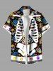 Halloween Skeleton Colorful Skulls Flowers Print Plus Size Matching Outfit For Couples -  