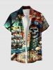 Skulls Pirate Ship Sea Waves Cruise Print Plus Size Matching Hawaii Beach Outfit For Couples -  