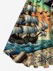 Skulls Pirate Ship Sea Waves Cruise Print Plus Size Matching Hawaii Beach Outfit For Couples -  