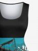 Tenue d'Halloween grande taille à imprimé tête de mort, bateau pirate, lanterne, pour couple - Vert 