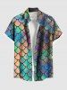 Colorful Mermaid Fish Scale Print Plus Size Matching Hawaii Beach Outfit For Couples -  