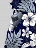 Ensemble chemise et barboteuse hawaïennes assorties, grande taille, tenue de plage, imprimé feuilles tropicales et hibiscus, pour couples - Noir 