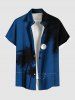 Ensemble chemise et barboteuse hawaïennes assorties, grande taille, imprimé cocotier, lune et mer, pour couples - Bleu 