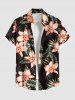 Tropical Leaf Hibiscus Flower Print Plus Size Matching Hawaii Beach Outfit For Couples -  