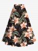 Tropical Leaf Hibiscus Flower Print Plus Size Matching Hawaii Beach Outfit For Couples -  