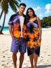 Coconut Tree Ombre Sunset Print Plus Size Matching Hawaii Beach Outfit For Couples -  