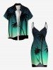Plus Size Coconut Tree Dip Dye Ombre Galaxy Print Hawaii Convertible Beach Cover Up -  