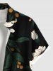 Chemise hawaïenne grande taille à imprimé fleurs et feuilles, avec poches boutonnées, pour homme - Noir 5XL
