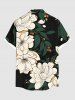 Chemise hawaïenne grande taille à imprimé fleurs et feuilles, avec poches boutonnées, pour homme - Noir 5XL