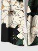 Chemise hawaïenne grande taille à imprimé fleurs et feuilles, avec poches boutonnées, pour homme - Noir 5XL
