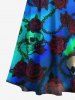 Plus Size Skull Rose Flower Vine Ombre Print Halloween Cold Shoulder Crisscross A Line Maxi Dress -  