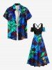 Plus Size Skull Rose Flower Vine Ombre Print Halloween Cold Shoulder Crisscross A Line Maxi Dress -  