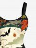 Plus Size Pumpkin Ghost Monster Bat Moon Spider Web Print Halloween A Line Tank Dress -  