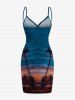 Cache-maillot de plage convertible grande taille à imprimé cocotiers, crépuscule et coucher de soleil, style hawaïen - Bleu Marine S