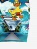 Plus Size Ducks Ship Coconut Tree Sea Waves Print Convertible Hawaii Beach Cover -  