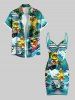Plus Size Ducks Ship Coconut Tree Sea Waves Print Convertible Hawaii Beach Cover -  