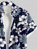 Plus Size Hibiscus Flowers Tropical Leaf Print Buttons Pocket Hawaii Shirt For Men -  