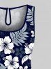 Plus Size Hibiscus Flowers Tropical Leaf Print Cinched Hawaii Romper -  