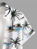 Plus Size Coconut Tree Flamingo Print Buttons Pocket Hawaii Shirt For Men -  