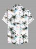 Plus Size Coconut Tree Flamingo Print Buttons Pocket Hawaii Shirt For Men -  