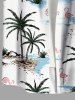 Plus Size Coconut Tree Flamingo Print Buttons Pocket Hawaii Shirt For Men -  